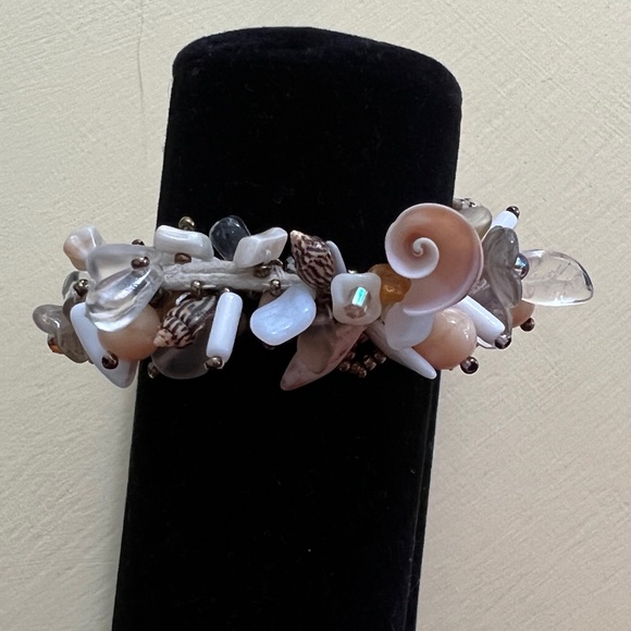 Shells & Beads 6 in Bracelet Handmade Button & Loop Closure Cotton - Picture 10 of 12